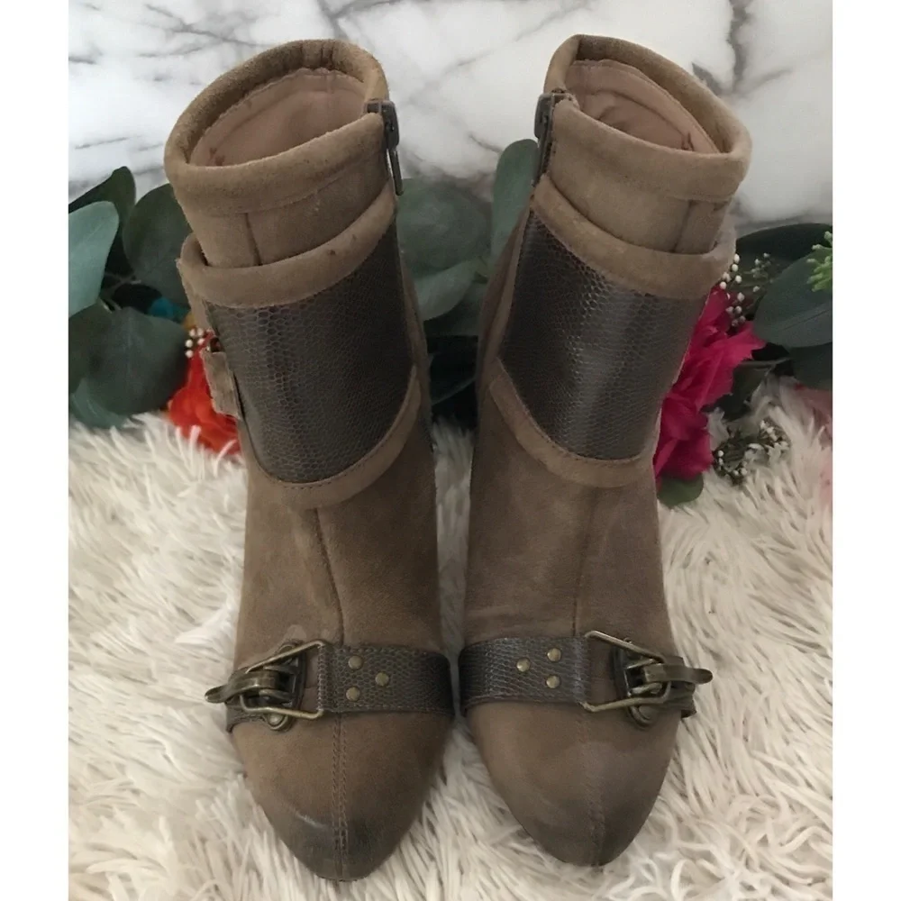 Plenty Tracy Reese Military Leather Buckle Booties​​​​​​